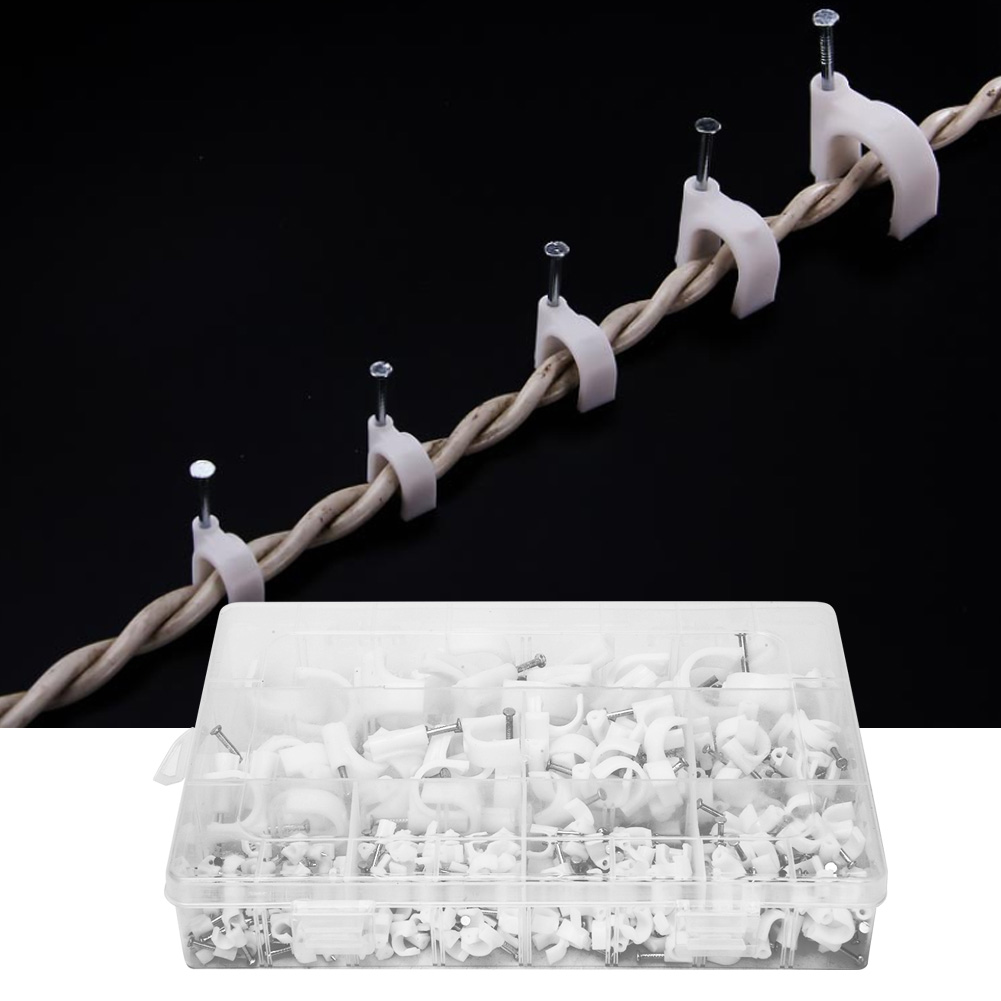 310 Kabelclips, Hochwertige Runde Weiße Wandclips Für Kabel, Montagematerial Inklusive.