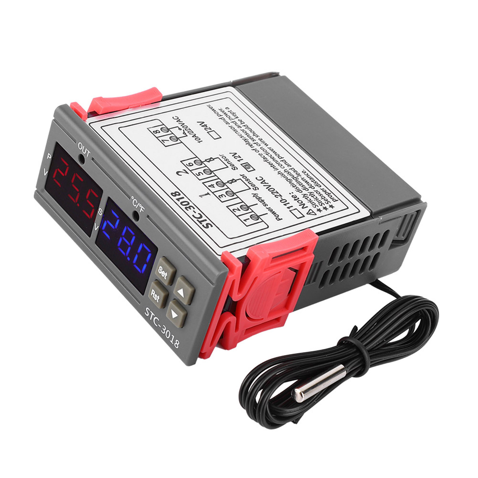 Digitaler Temperaturregler Stc-3018 Mit Sensorthermostat Und Ntc-kabel, Länge 1 M (24 V)