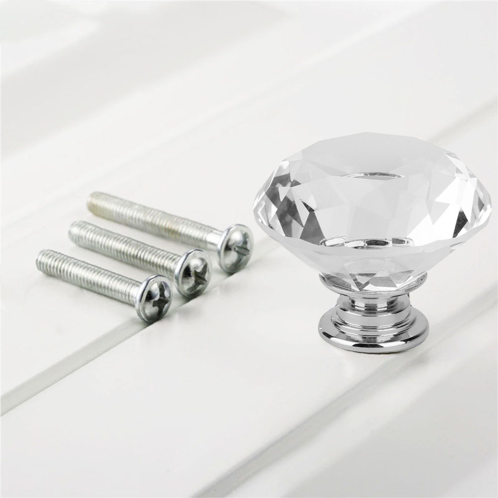 1 Stück Kristallglas, Rautenförmiger Schubladengriff (701 A-40 Transparent)