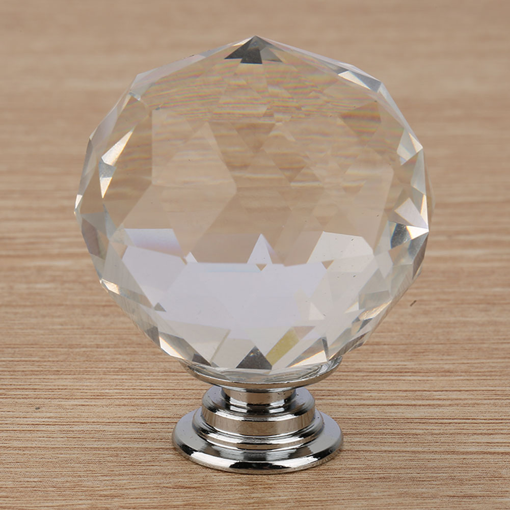1 Stück 40 Mm Kugelförmiger Kristallglasgriff Für Schrank, Schublade Oder Kommode (transparent)