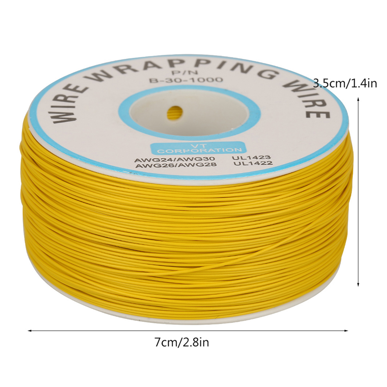 1 Rolle Drahtummantelung, Einadriges Kupferkabel 30awg, Kerndurchmesser 0,25 Mm (gelb)
