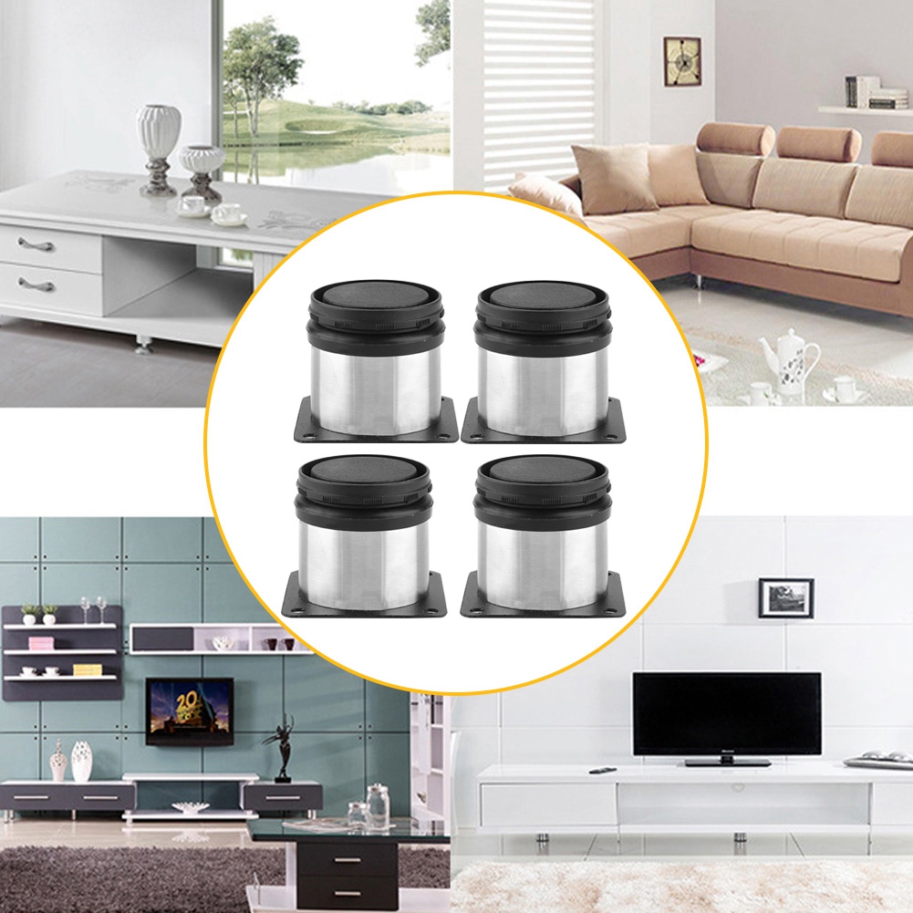 4 Verstellbare Möbelfüße Aus Edelstahl Für Tische, Betten Und Sofas (50 X 50 Mm)