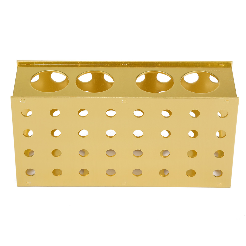 Goldfarbener Aluminium-reagenzglasständer Mit Lochdurchmessern Von 8 X 12,3 X 18 X 30 Mm, Für Den Laborgebrauch