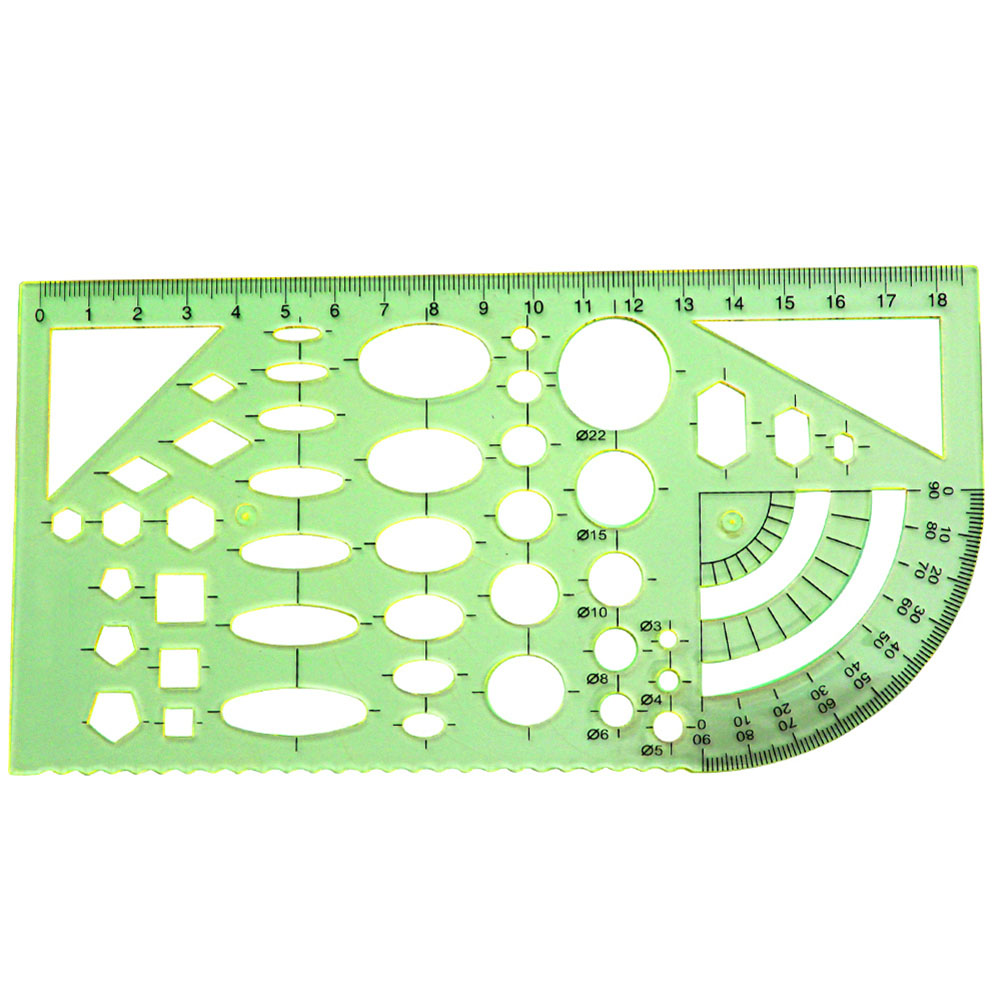 6-teiliges Set Aus Messschablonen, Formschablonen Und Geometrischen Zeichenlinealen Aus Kunststoff Für Büro, Schule, Schüler Und Kinder – Geschenk