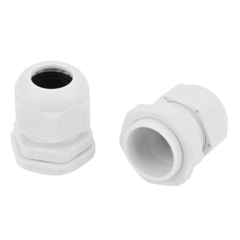 10 Stück/set Ip68 Wasserdichte Weiße Kabelverschraubungen Aus Nylon-kunststoff (pg21)