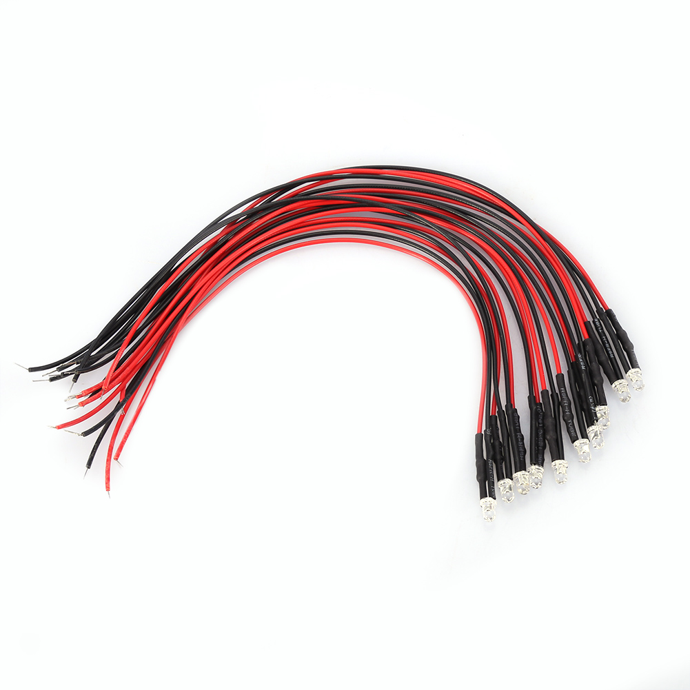10 Stück 12v 3mm Led-lichtkabel Mehrfarbiges Led-lichtkabel 20cm 0,06w (rot)