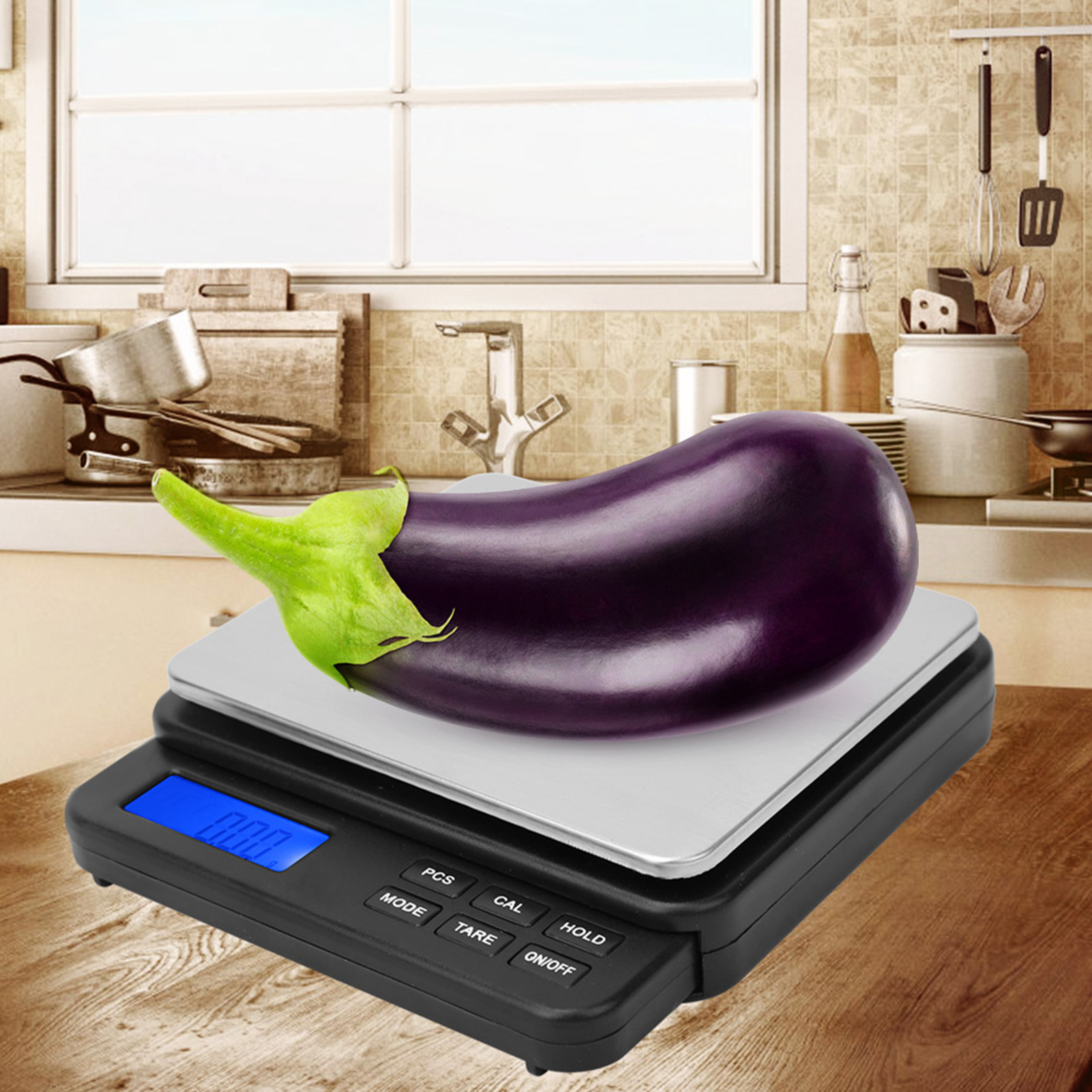 Präzise Digitale Mini-küchenwaage Mit Blauer Hintergrundbeleuchtung, 1000 G / 0,01 G, Schwarz