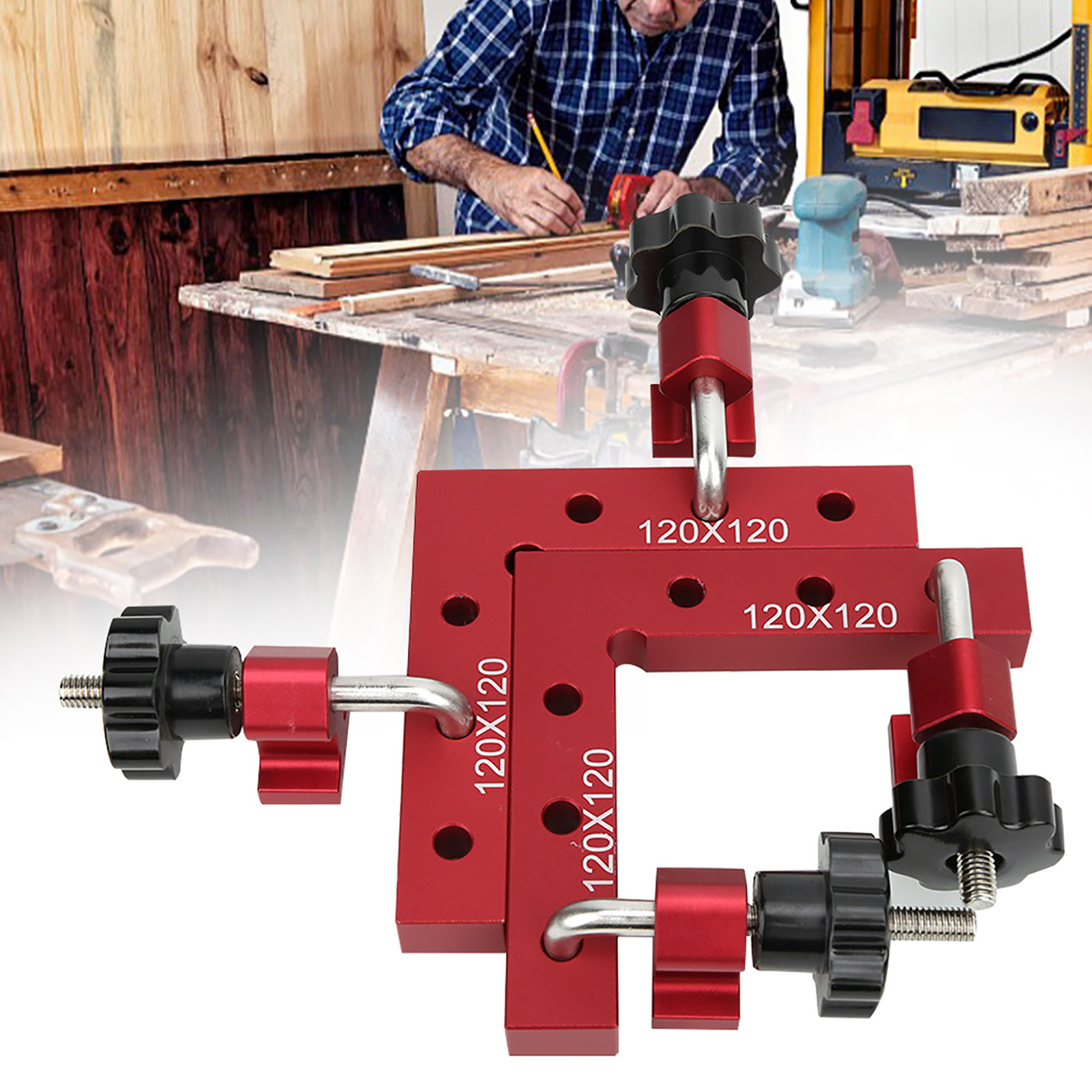 90-grad-winkel-ausrichtlineal, L-förmige Holzbearbeitungs-plattenklemmklemme 120 X 120 Mm