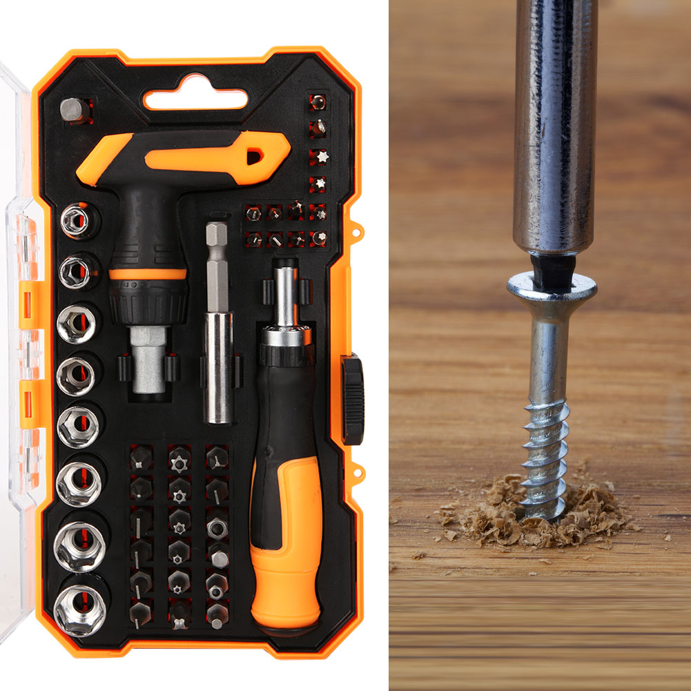 42-teiliges Schraubendreher-bit-set Mit Steckschlüsseln, Schlitz-, Kreuz-, Torx-, Vierkant- Und Sechskantschlüsseln Sowie Magnet