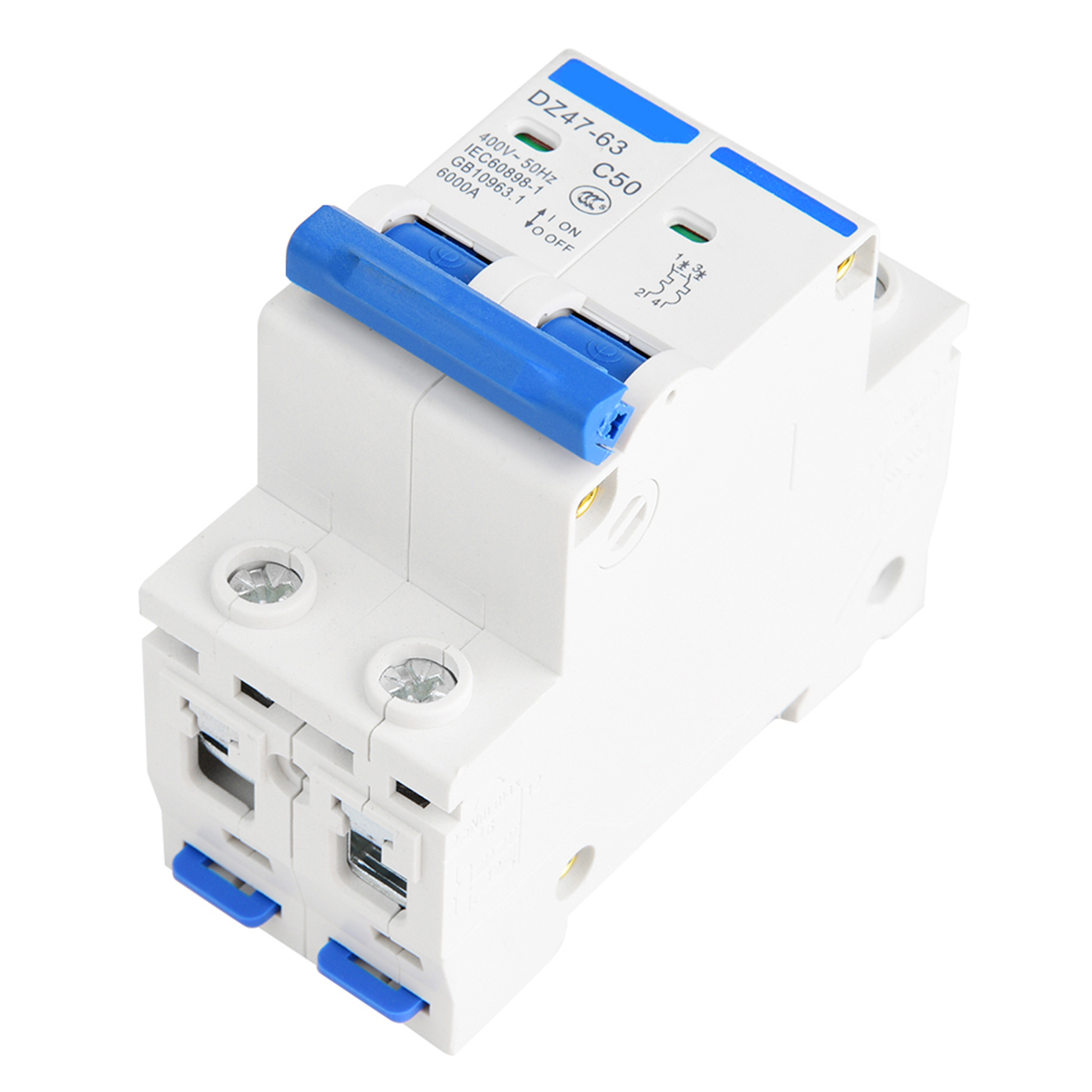 Dz47-63 2p Miniatur-leistungsschalter Mit Ableitstromschutz, Luftleistungsschalter 400vac (50a)