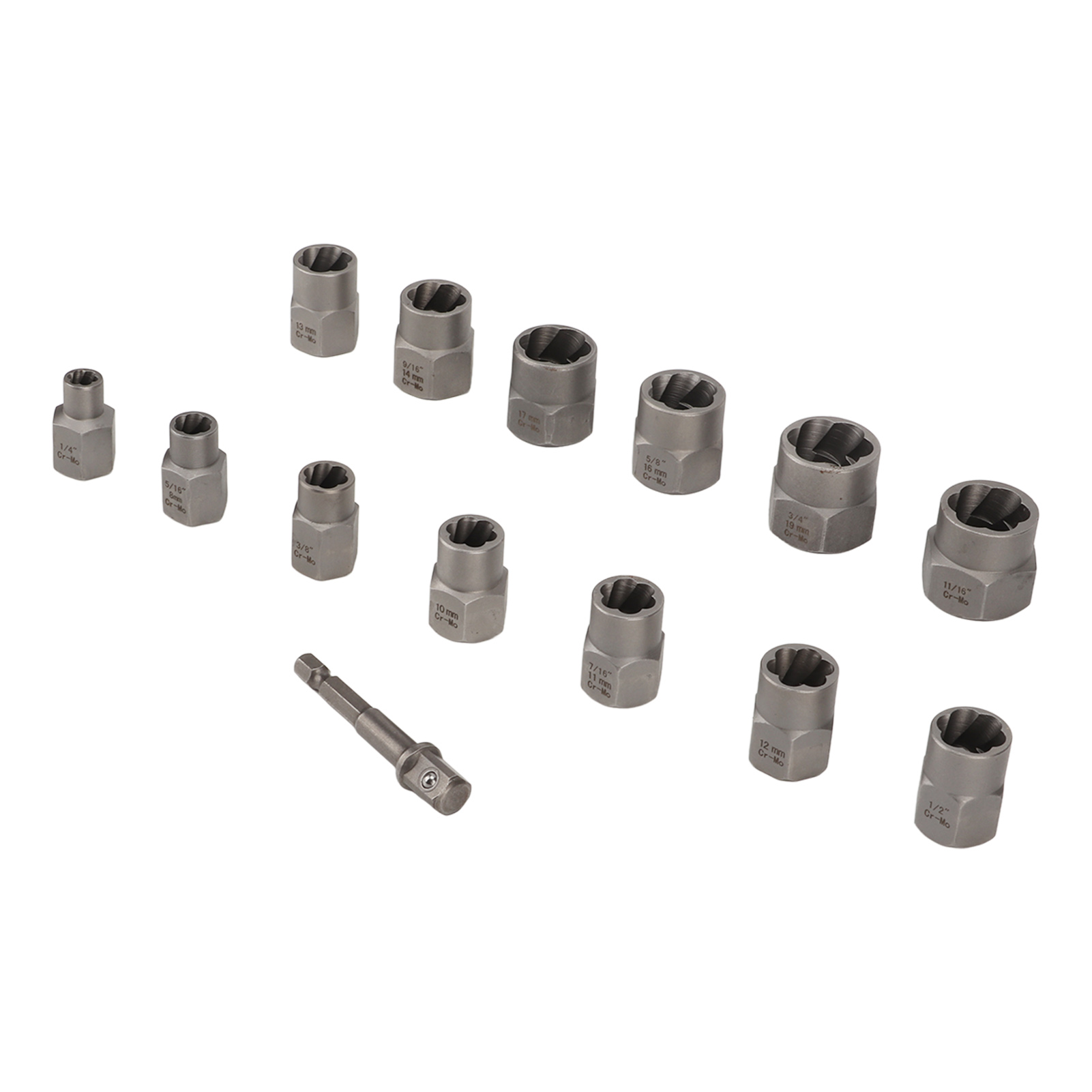 14-teiliges Mutternausdreher-set Aus Gehärtetem Chrom-molybdän-stahl, 3/8 Zoll, Für Die Bauindustrie