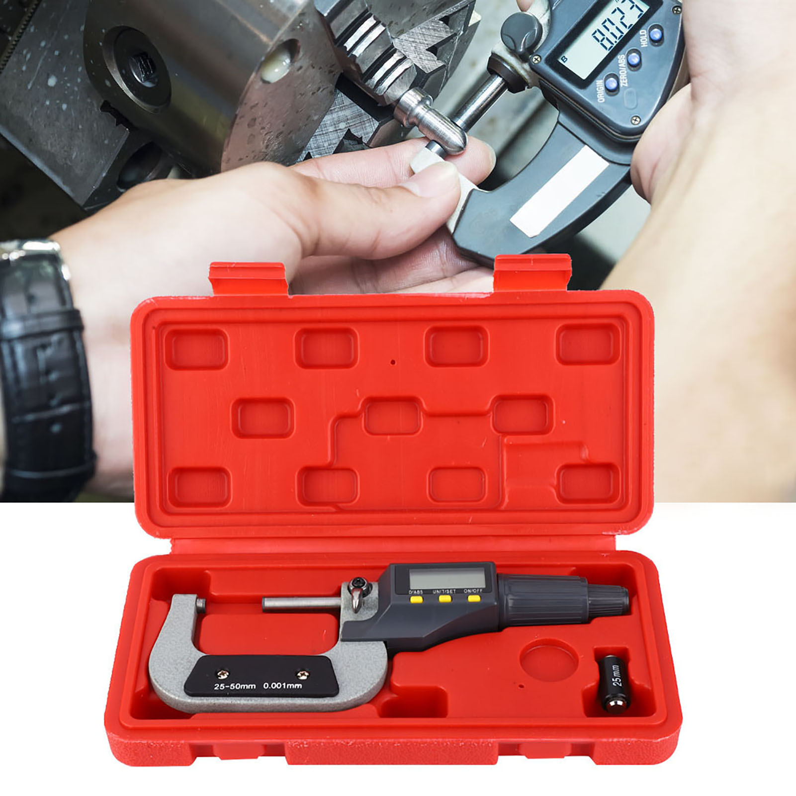 Digitales Elektronisches Mikrometer 0,001 Mm, Außenmikrometer, Dickenmessung, 25–50 Mm