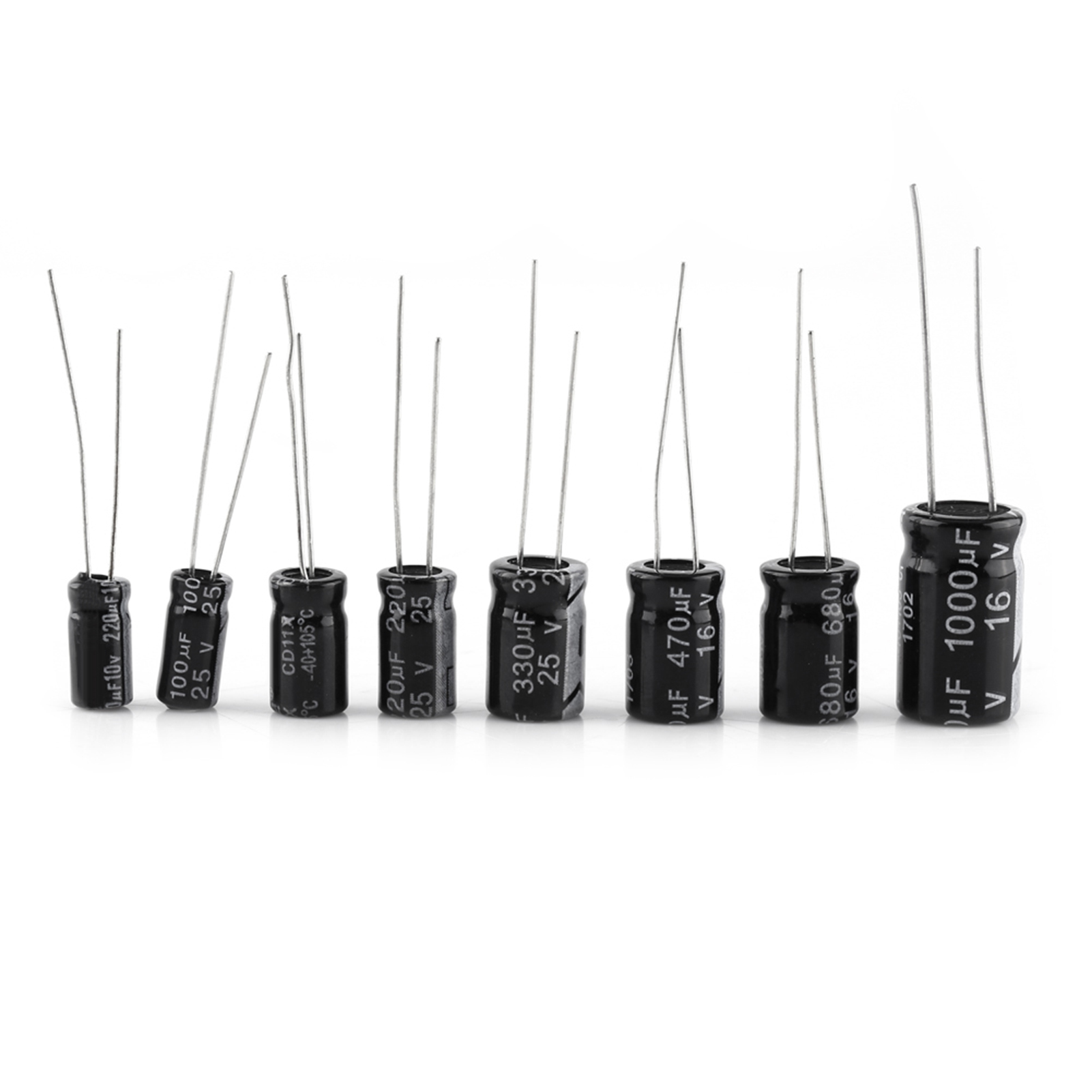500 Stück Aluminium-elektrolytkondensatoren, 24 Werte, Sortiment, 10 V 50 V, 0,1 Μf - 1000 Μf