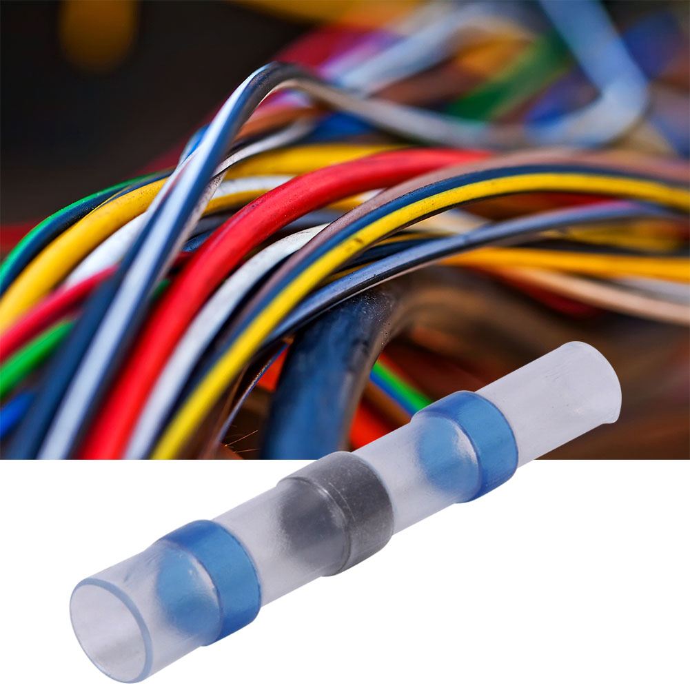 50 Stück Schrumpfverbinder, Wasserdicht, Weiß, Verlötete Enden, Elektrisches Material 16-14 Awg