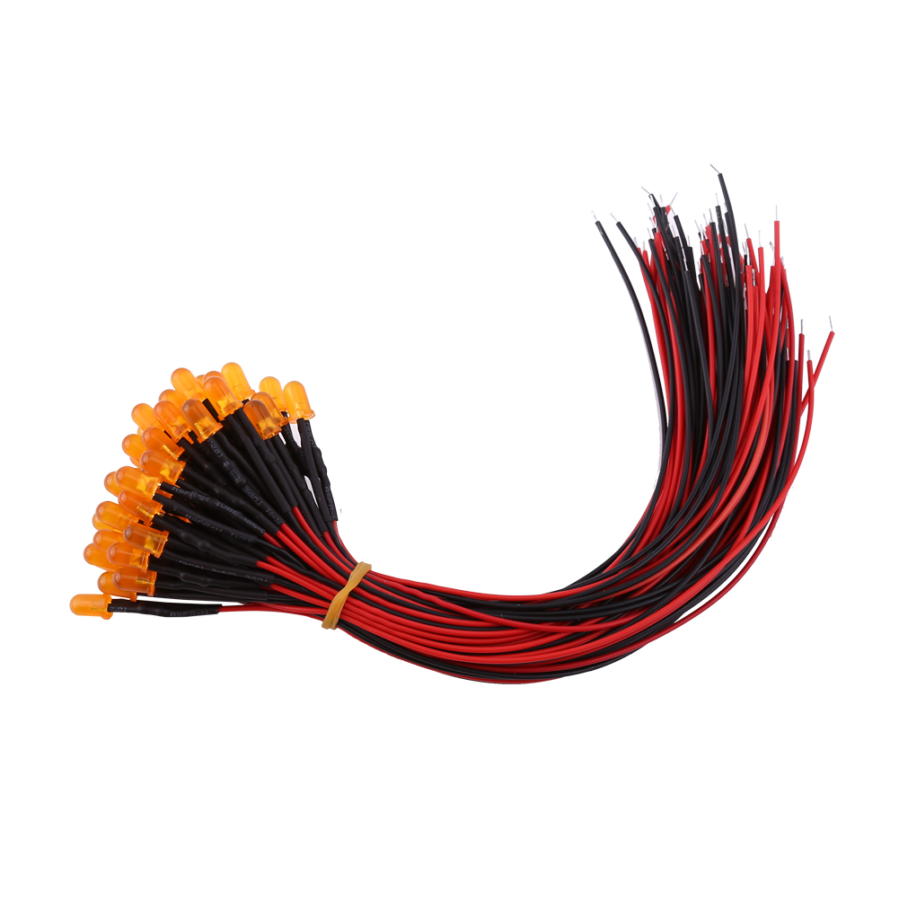 50 Vorverdrahtete, Diffuse 12-v-led-dioden, Mehrfarbiges Licht, 5 Mm, Orange (6)