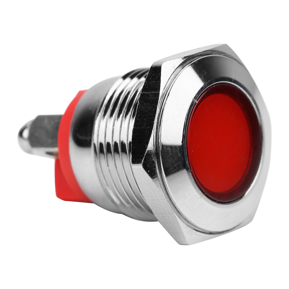 40 Stück Ip68 Wasserdichte Bem-16c Hochwertige Led-warnleuchte Aus Metall, 16 Mm (rot, 24 V)