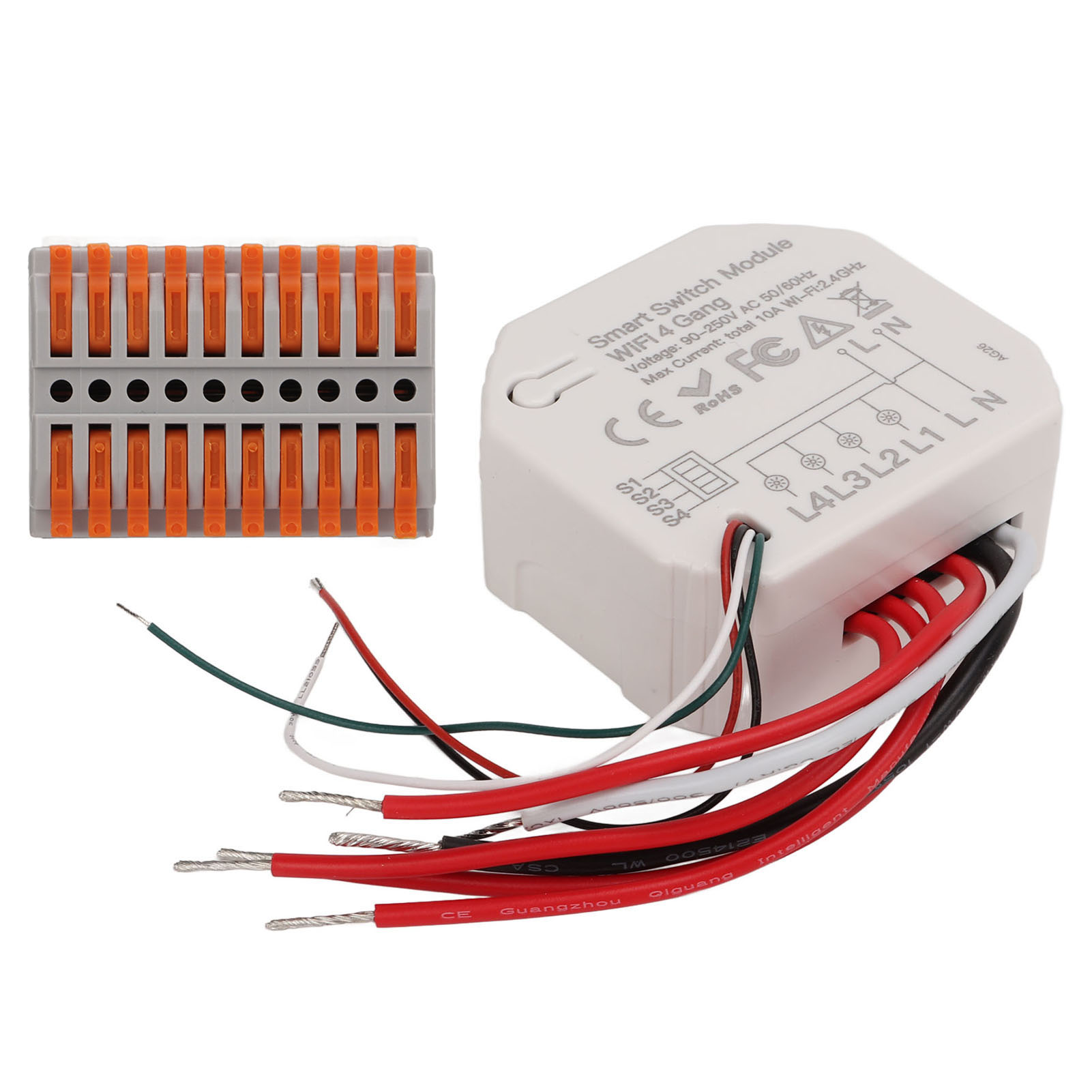 Intelligentes 4-kanal-schaltmodul Mit 2,4-ghz-wlan-fernbedienung Und Timer, 90–250 V Wechselstrom