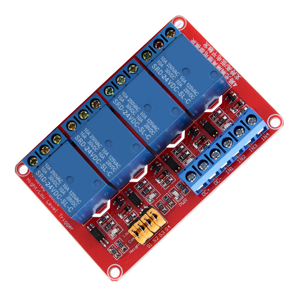 4-kanal-optokoppler-relaismodulplatine, High- Und Low-trigger 5v/12v/24v (24v)