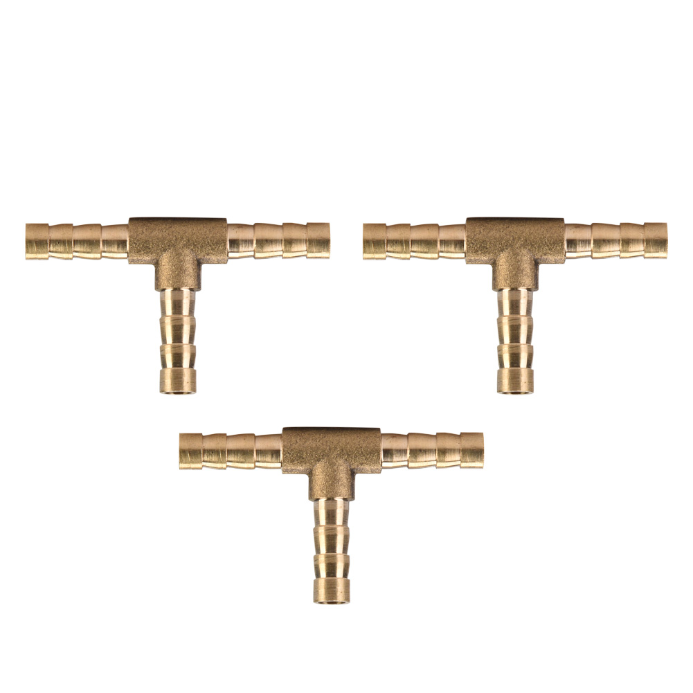 5 Stück Messing-t-förmige 3-wege-verbinder Mit Widerhaken Für Luft, Wasser, Öl, Gas Und Kraftstoff (6 Mm)