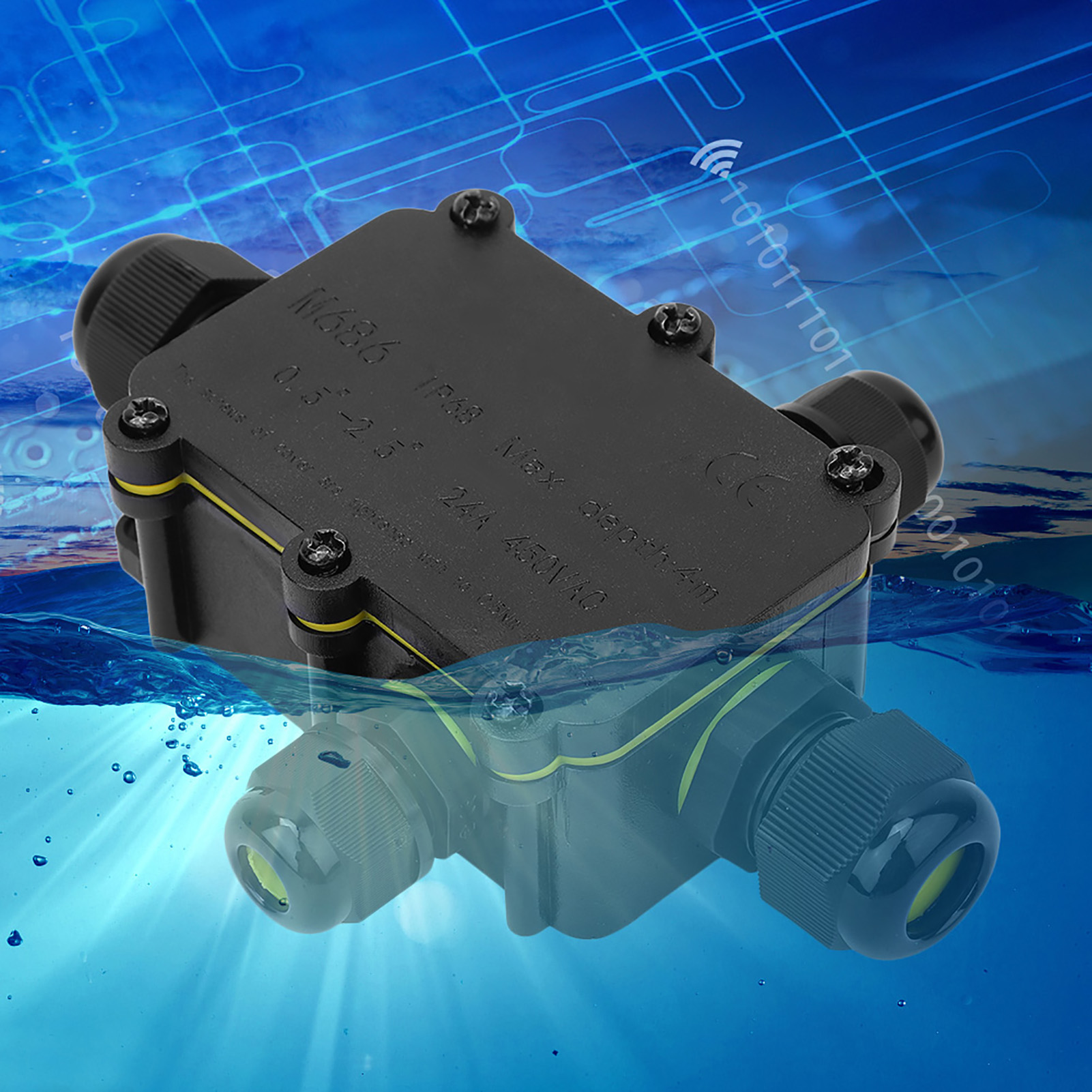 Ip68-kunststoff-anschlussdose, 5 M Unterwasseranschluss, Verdrahtungsbox T100 450vac 24a Ul94v-2