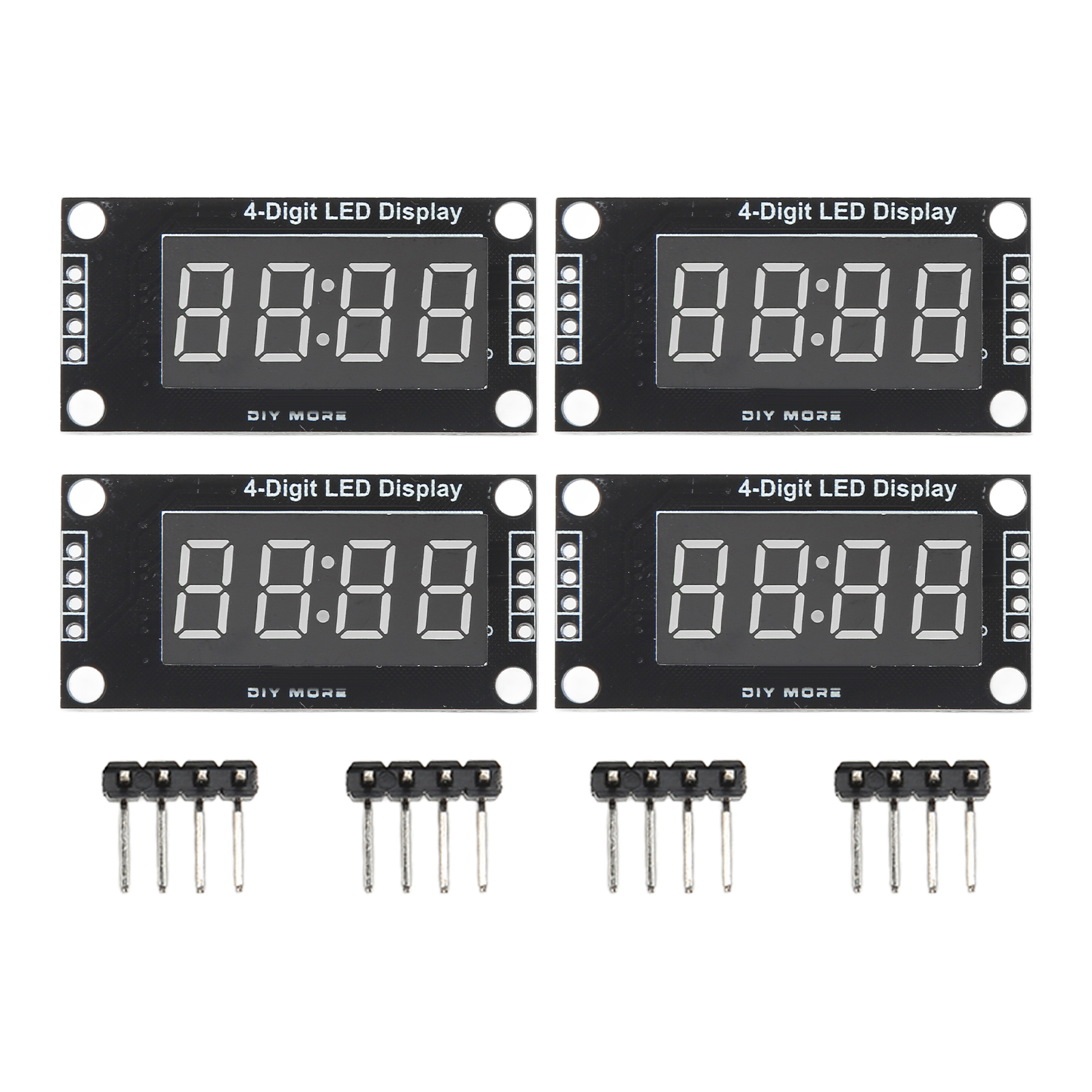4 Sätze Digitaler Röhrenanzeigemodule, Led, 4-stellig, 7-segment, 0,36 Zoll, Tm1637 Treiberchip, Blau Mra110i