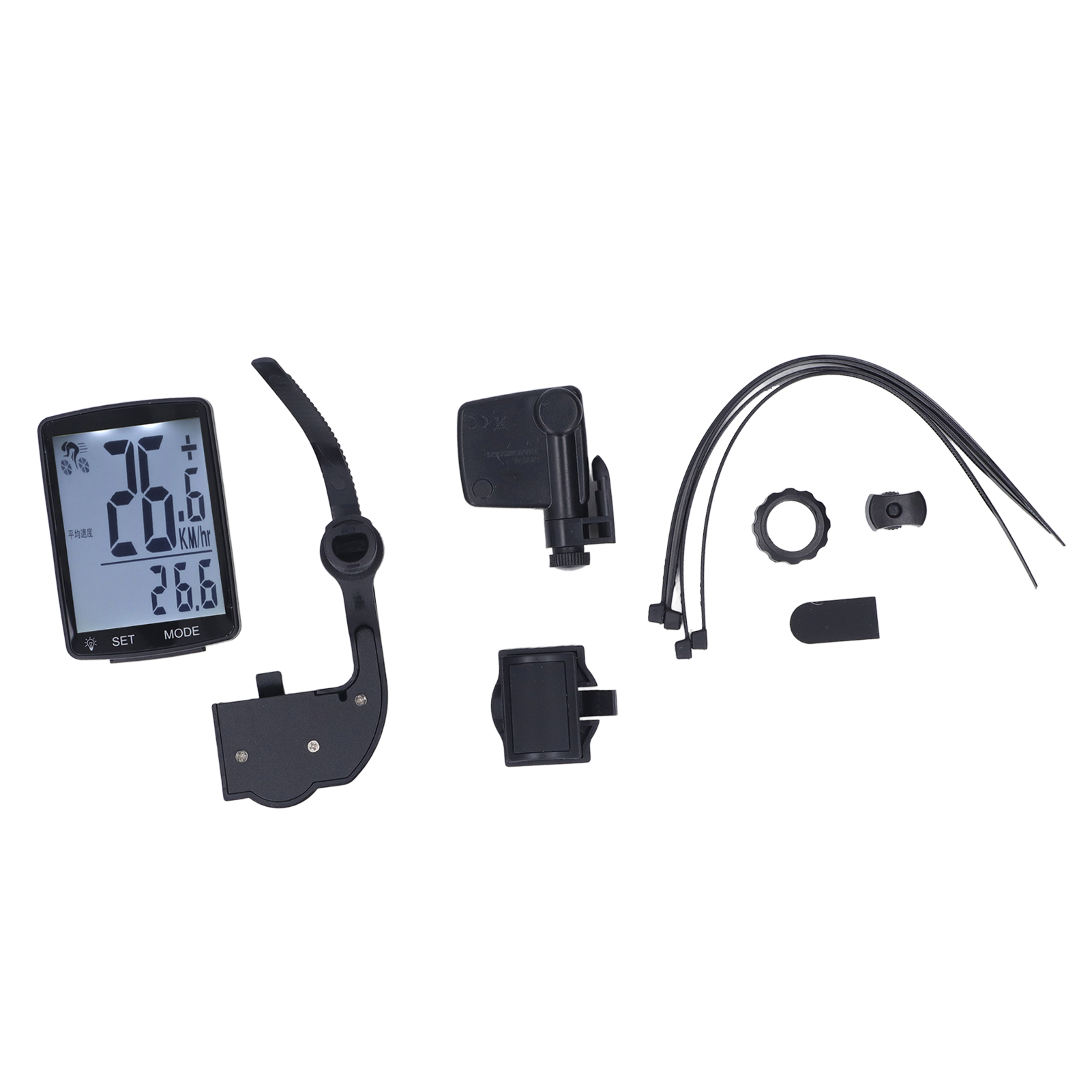 Kabelloser Fahrradcomputer Mit Kilometerzähler, Wasserdicht, 2,8-zoll-display, Led-hintergrundbeleuchtung, Schwarz Mit Weißer Beleuchtung