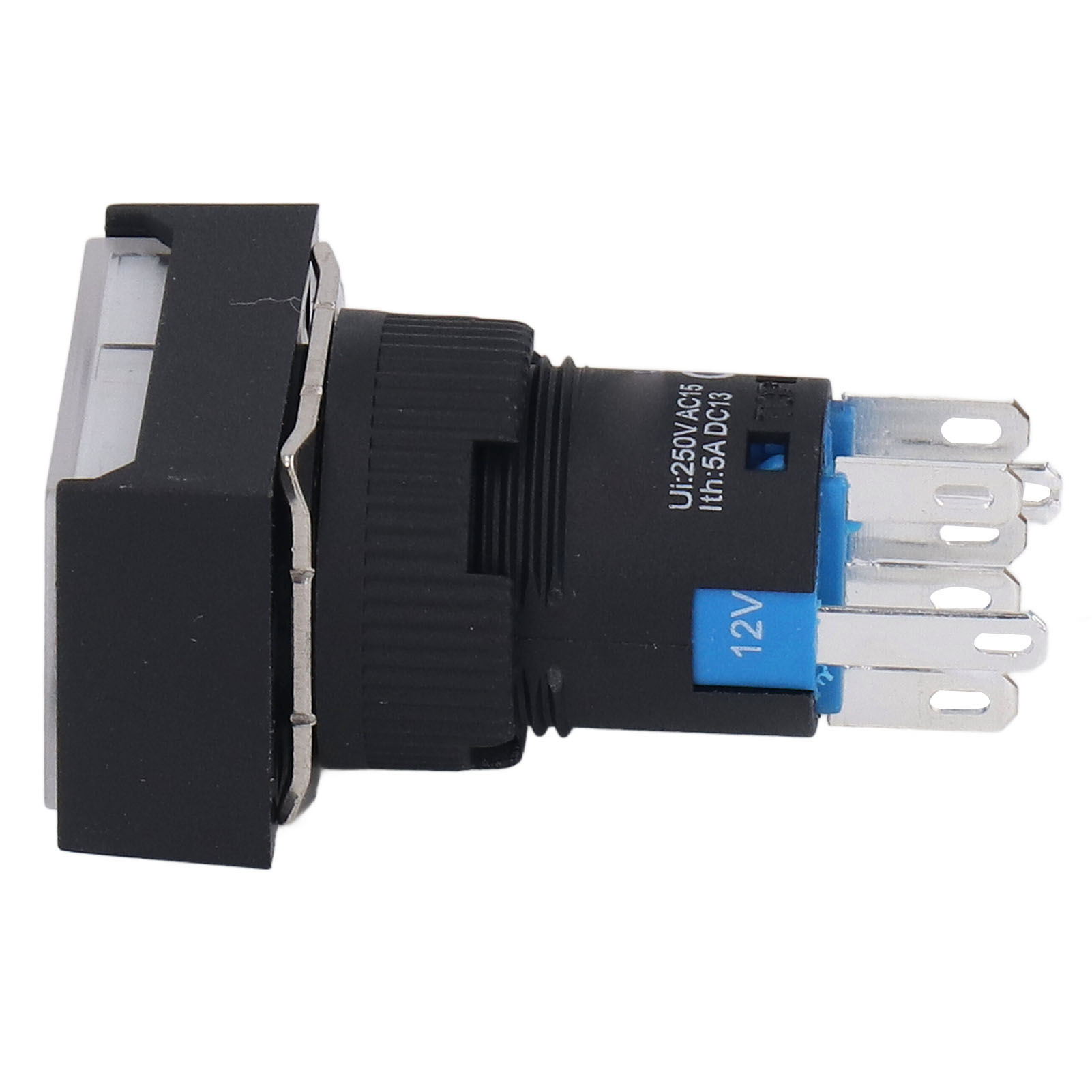 Momentaner Druckknopf Mit Unterlegscheibe, Abs-gehäuse Und Integrierter Kontrollleuchte Für Motoren Und Haushaltsgeräte (12 V Ac/dc).