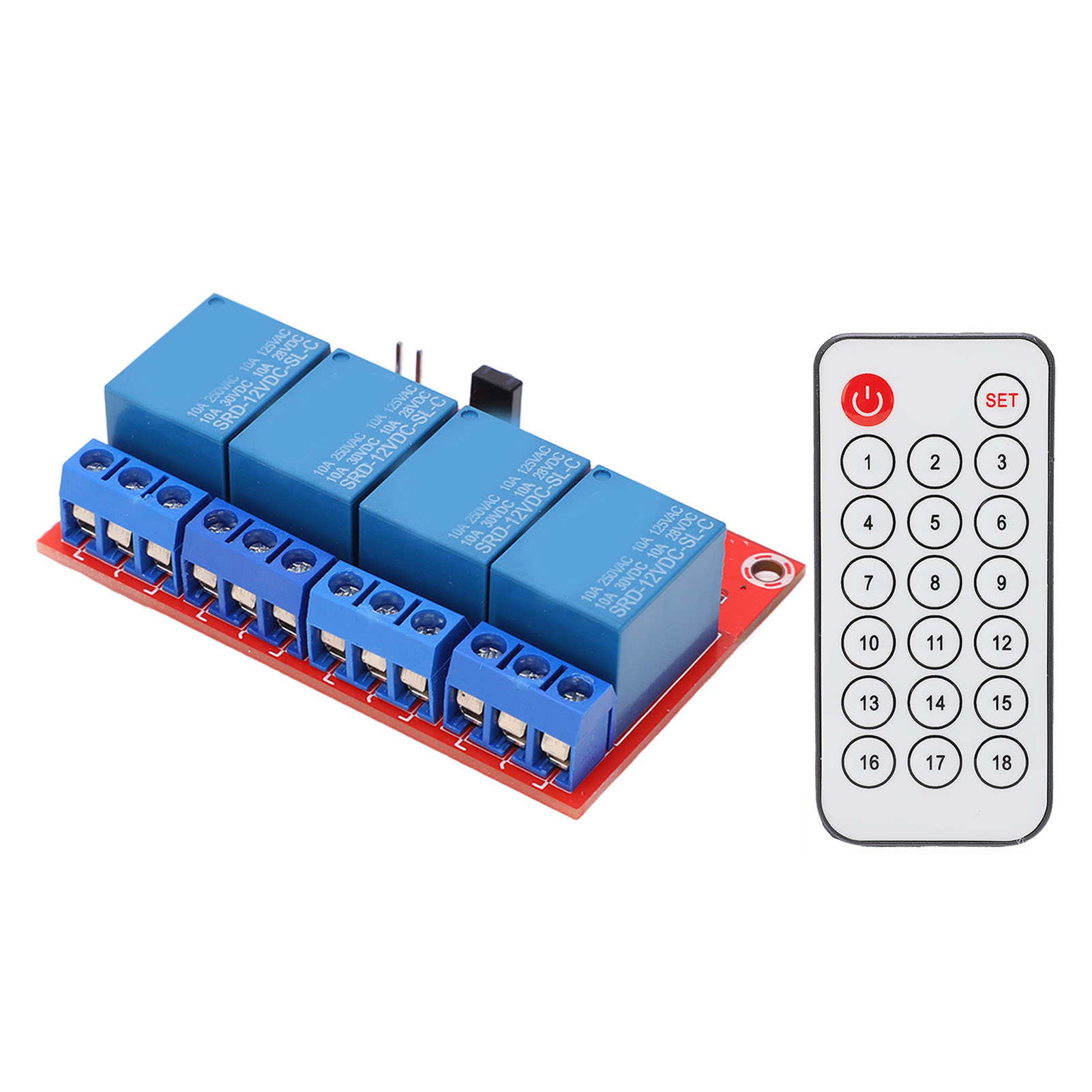 4-kanal-empfänger-relaismodul, 4-kanal-infrarot-fernbedienungssender-empfänger-steuerschalter-set, 12 V