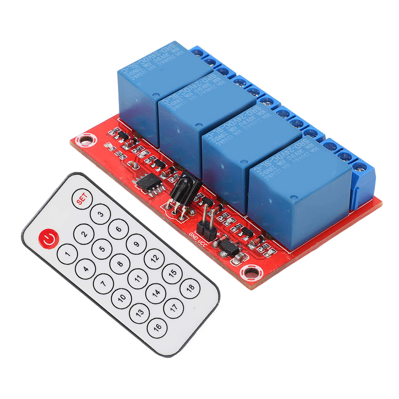 4-kanal-empfängerrelaismodul, 4-kanal-infrarot-fernbedienungs-sender-empfänger-steuerschalter-set, 24 V