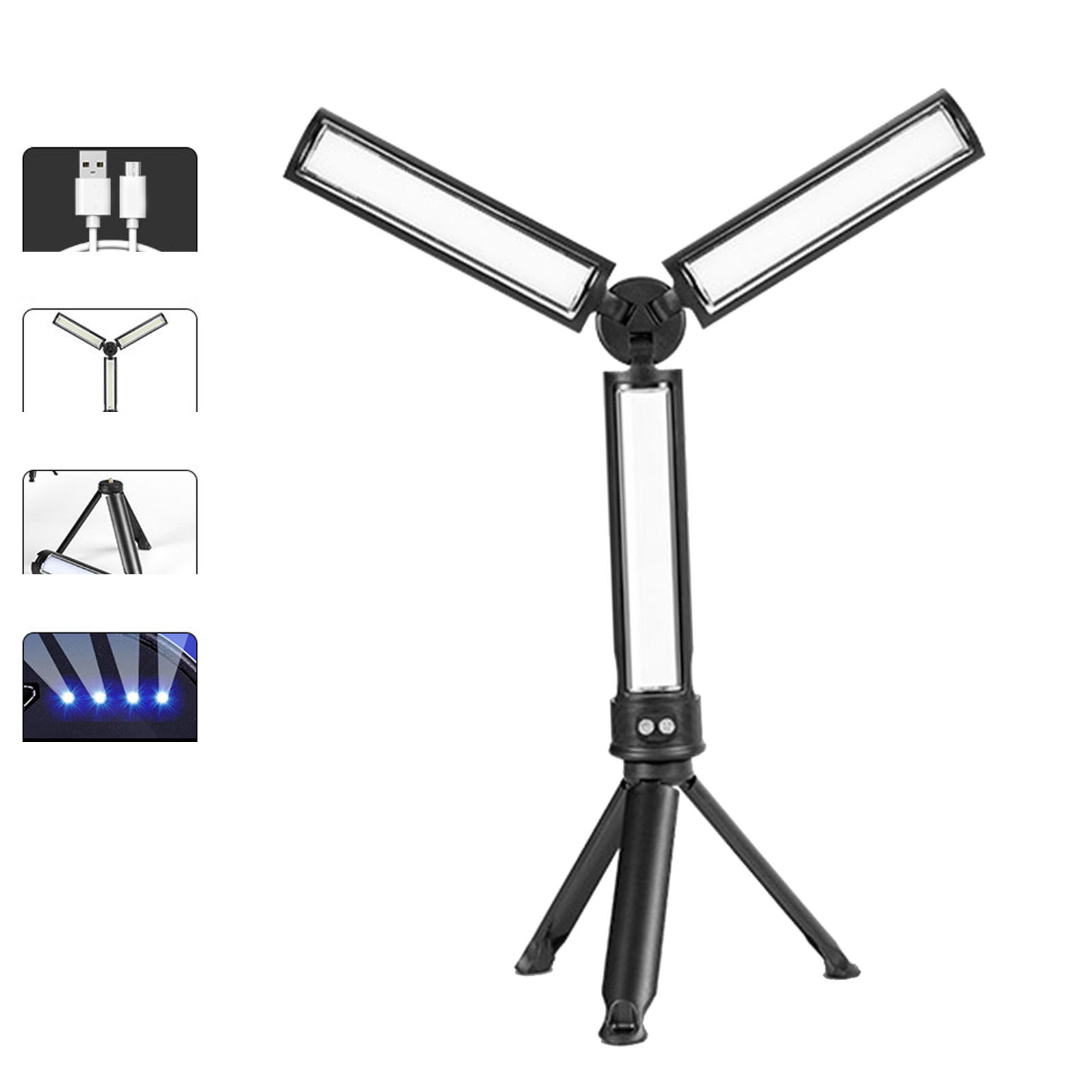 Faltbare, Wiederaufladbare Led-arbeitsleuchte, Multifunktionale, Tragbare Arbeitsleuchte Mit Ständer Und Usb-kabel Für Reparaturen