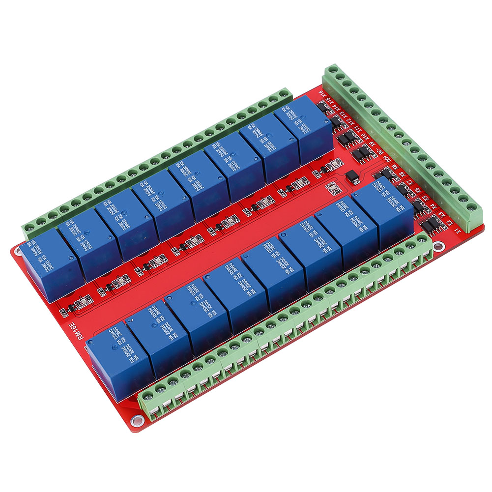 Isolierte 16-kanal-relaismodul-schnittstellenplatine Mit High/low-pegel-trigger (dc 24v)