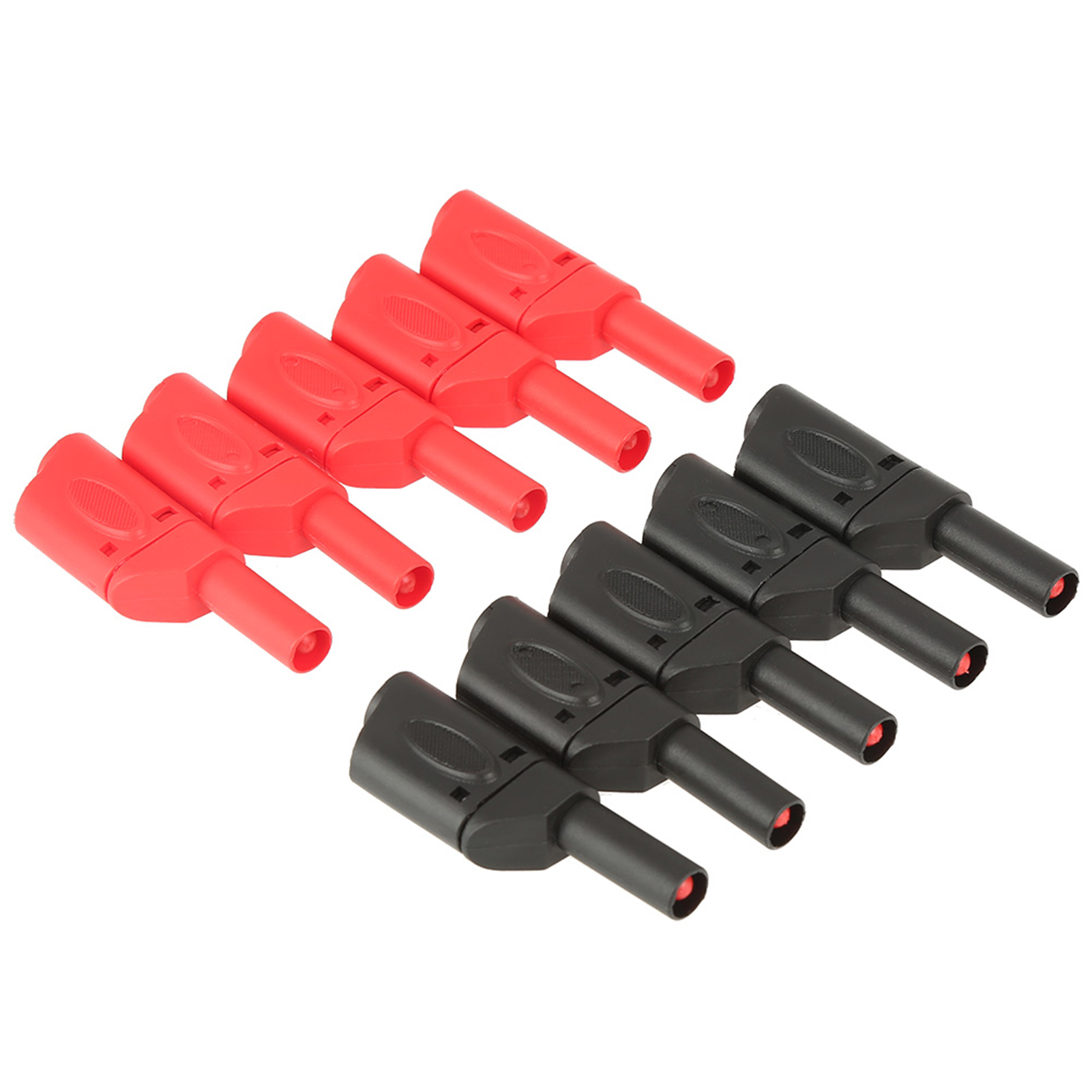 10 Stück 4 Mm Rote/schwarze Sicherheitsbananenstecker, Vollständig Isoliert, Stapelbar