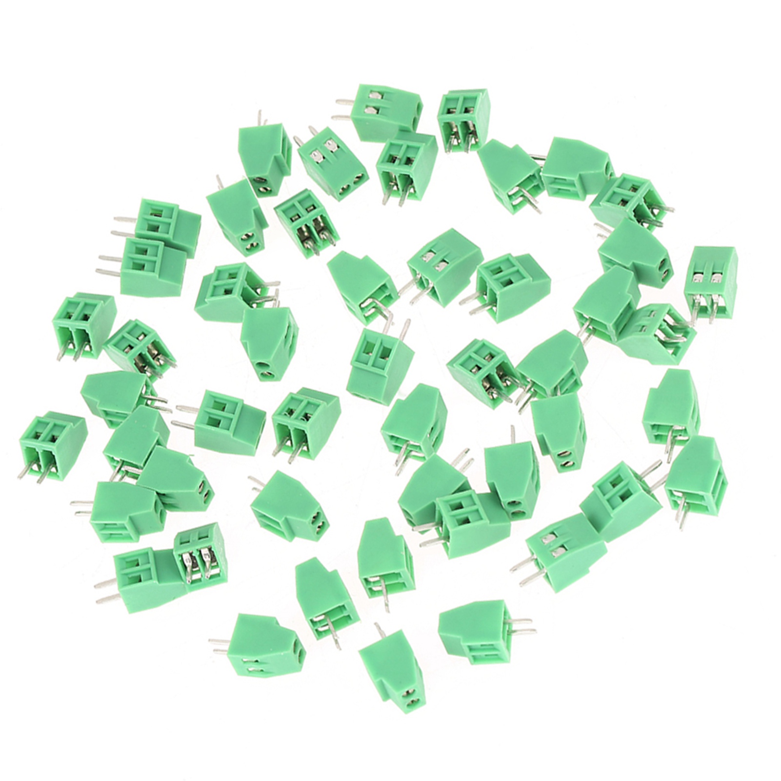 50 Stück/set 2-polige, Grüne Schraubklemmen Für Leiterplatten, 2,54 Mm Rastermaß