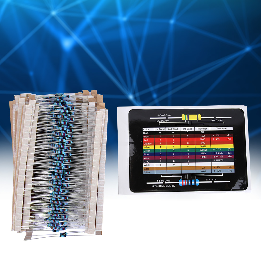 600 Stück: 1/4 W 1 % Metallfilmwiderstände, 10 Ω – 1 Mω, 30 Verschiedene Werte, 20 Stück Pro Packung