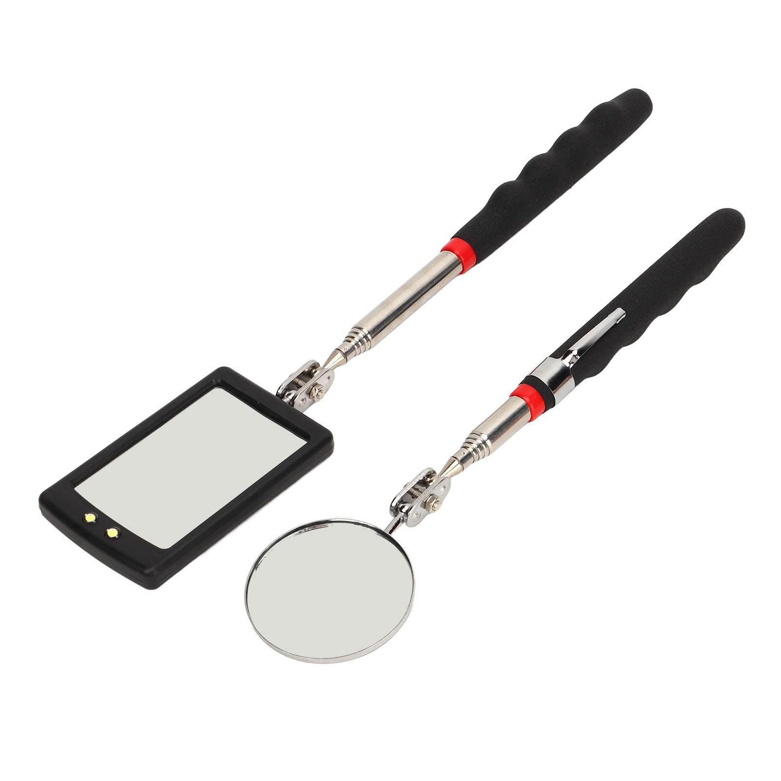 2-teiliges Set Teleskopischer Inspektionsspiegel Mit Led-beleuchtung, Flexibel, Einziehbar, Rund Und Quadratisch