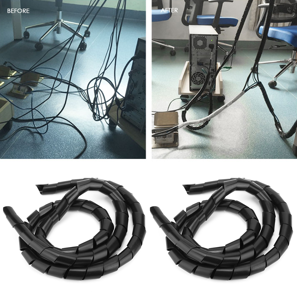 2 Stück Spiralförmige Schutzdrähte Aus Pp-draht, Kabelschutzzubehör, Kabelschutzschlauch, Schwarz, 25 Mm