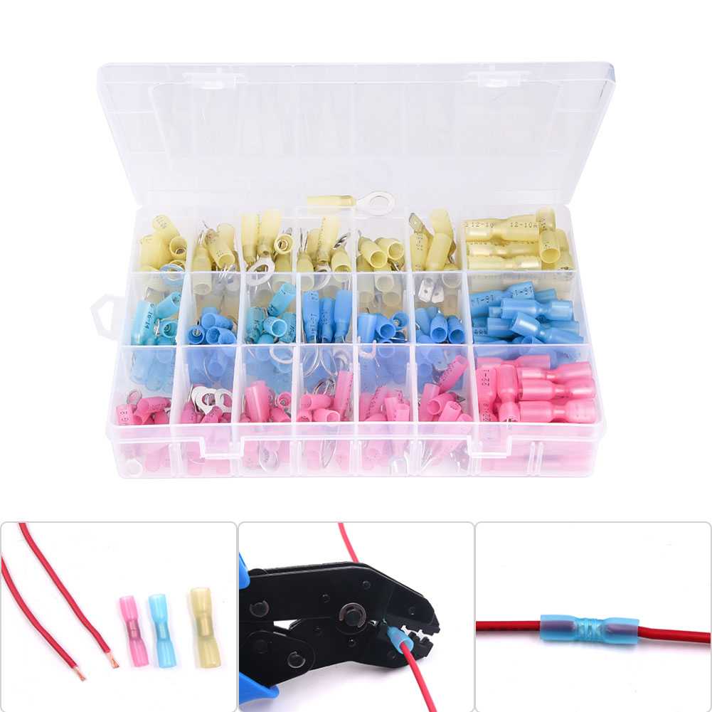 240-teiliges Set Isolierter Schrumpfverbinder, Kabelklemmen, Rot, Blau Und Gelb