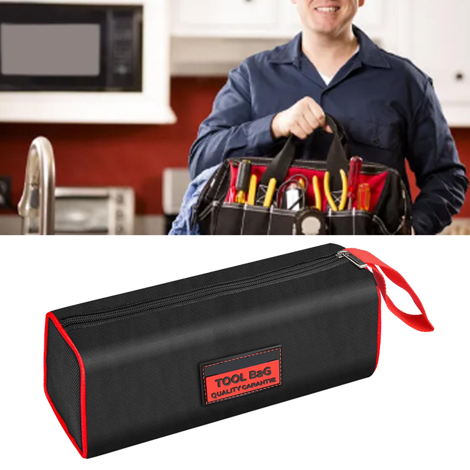 Werkzeugtasche Aus Stoff Mit Mehreren Fächern, Robustem Griff, Tragbarer Werkzeugorganizer Für Elektriker, Einlagig, Xl