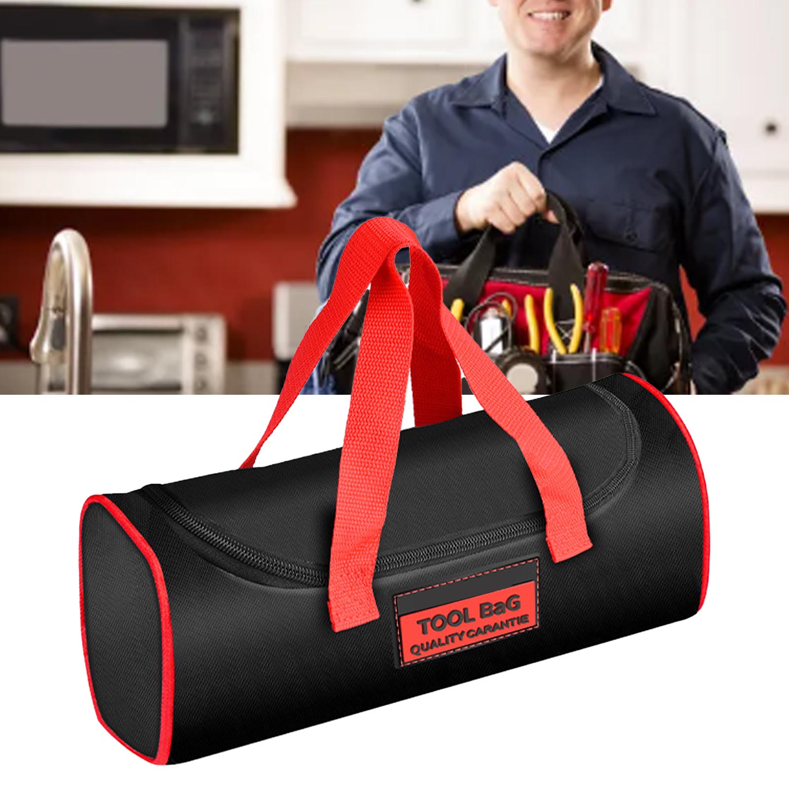 Werkzeugtasche Aus Stoff Mit Mehreren Fächern, Robustem Griff, Tragbarer Werkzeugorganizer Für Elektriker, Doppellagig, Xl