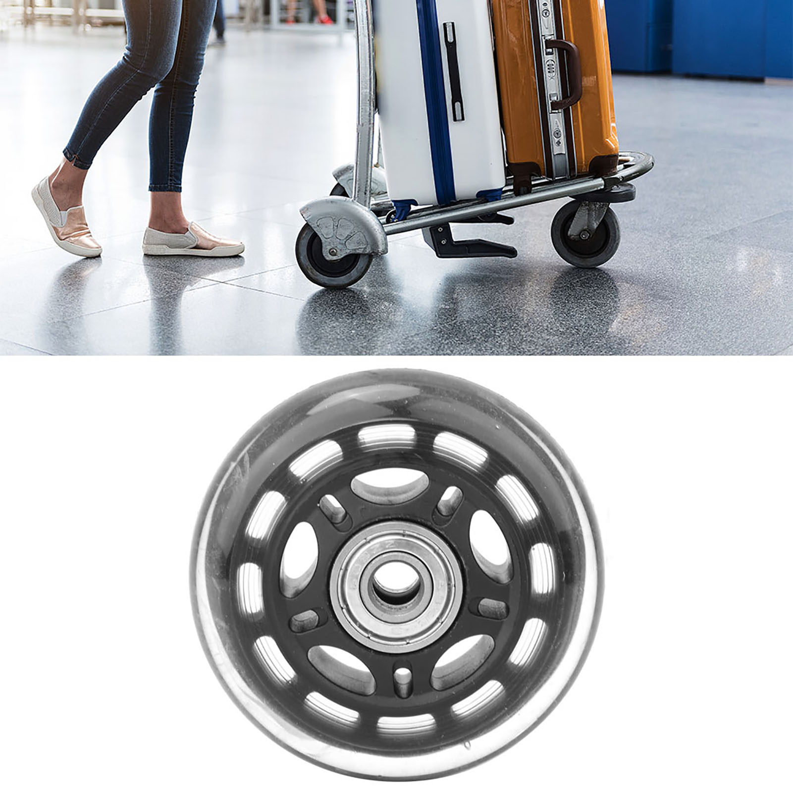 3-zoll-schwenkrollen, Schwarz, Transparent, Leise, Aus Pu Mit 608zz-kugellagern, Geeignet Für Rollschuhe Und Gepäckwagen