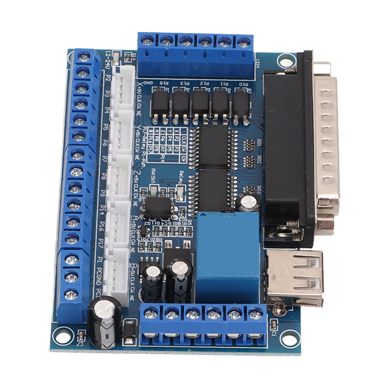 5-achsen-schrittmotortreiber-schnittstellenplatine Mit Optokoppler, Usb-db25-kabel, Blau