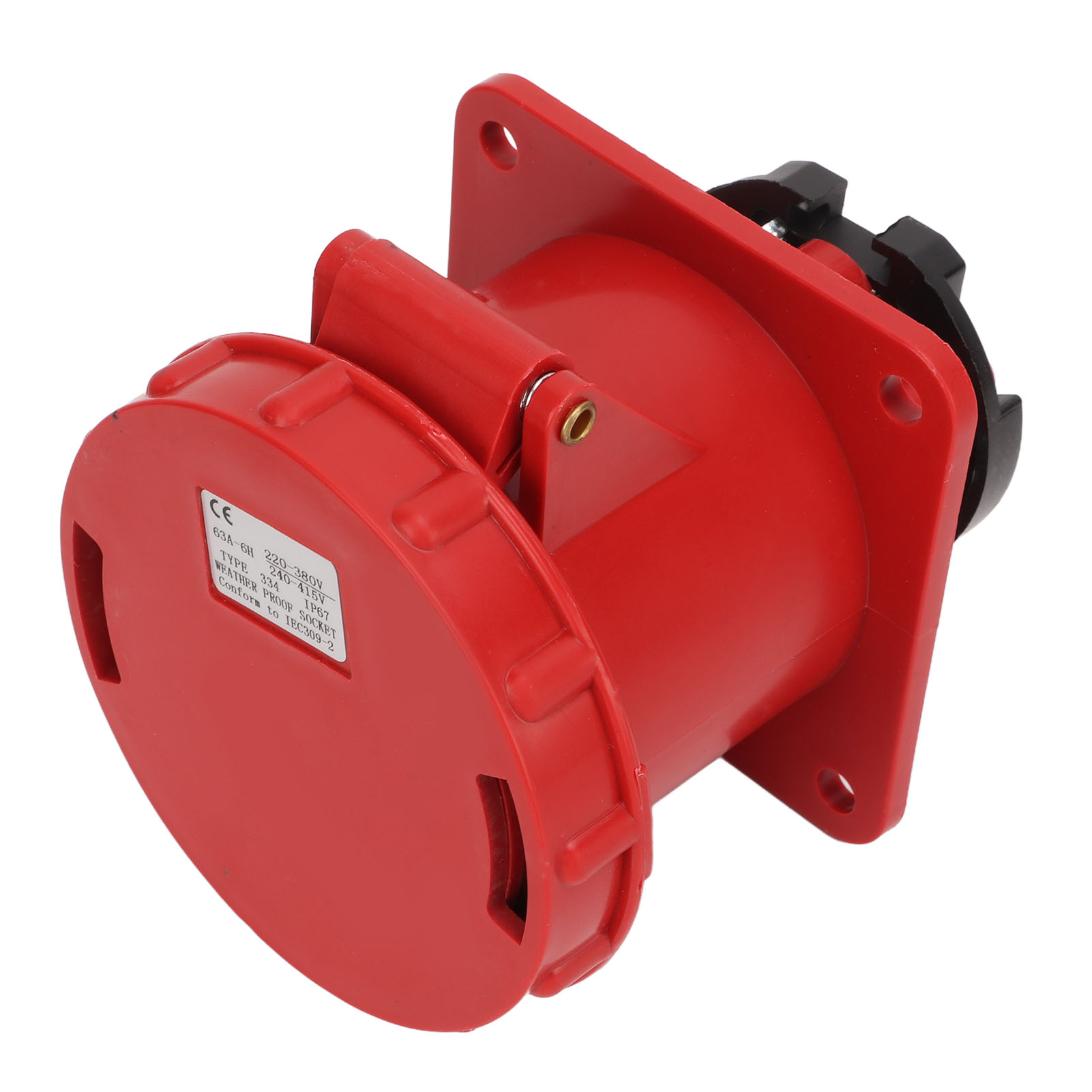 Industriesteckdose 63 A, 4-polig, Wasserdicht (ip67), Pp-gehäuse, Verdeckter Industriestecker, 220–380 V, 240–415 V