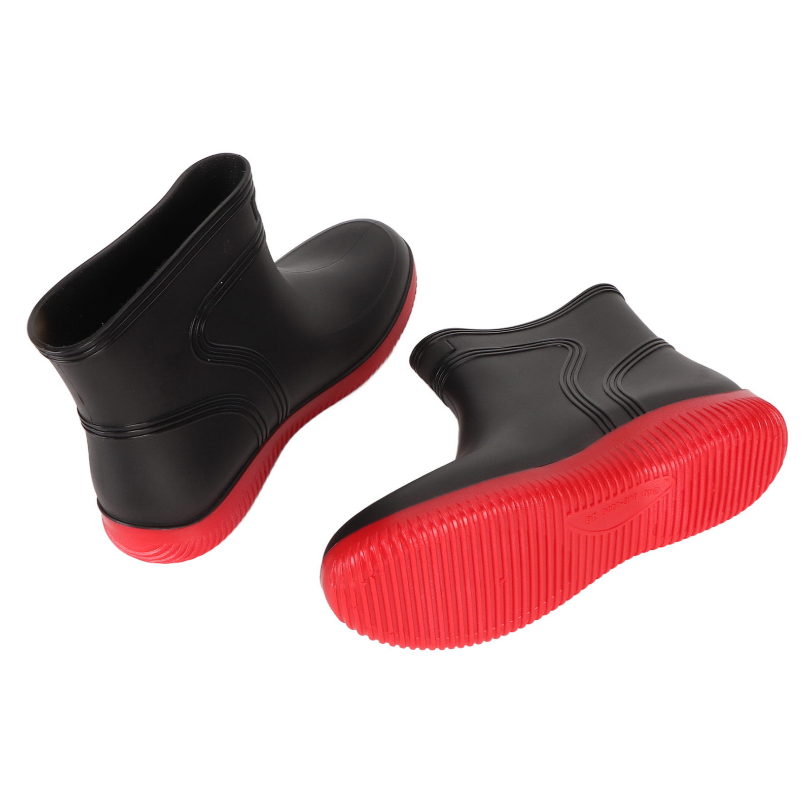 Mittelhohe Herrenstiefel, Wasserdicht, Rutschfest, Arbeitsstiefel Für Outdoor-aktivitäten Wie Jagen, Angeln Und Autowaschen, Schwarz/rot, Größe 38