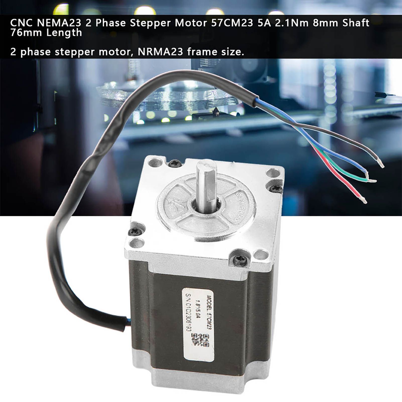 Cnc-schrittmotor Nema23, 2-phasig, 57cm23, 5 A, 2,1 Nm, 8 Mm Wellendurchmesser, 76 Mm Länge