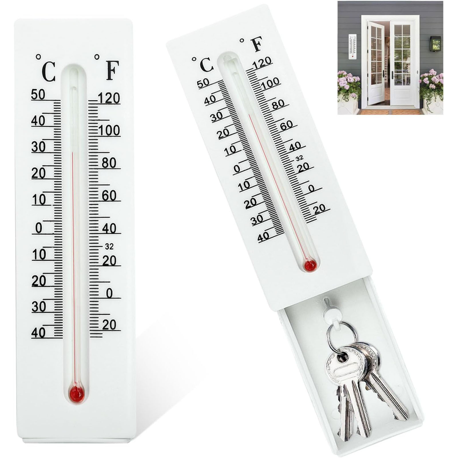 Zweiteiliger Schlüsselschrank Mit Thermometer, Versteckter Sicherheitsschlüsselkasten Für Den Außenbereich, Geeignet Für Einfamilienhäuser, Studentenwohnungen Und Mehrfamilienhäuser