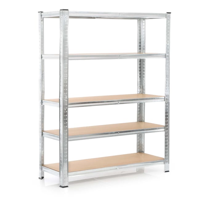 Schwerlastregal 120x40x180cm, Gesamtlast 875kg, Steckregal verzinkt aus Stahl, Lastenregal mit 5 Ablagen, Werkstattregal - Wiltec