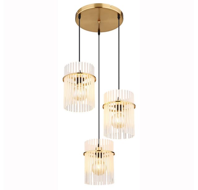 Pendellampe Esstischleuchte Hängelampe Wohnzimmer 3 flammig, Metall schwarz Holz braun Glas rauch, 3x E27, DxH 47 x 140 cm