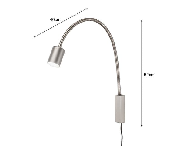 Meinewunschleuchte - 2er set Wandlampen & Bettlampen Silber, Schwanenhals Leselampen, Breite 6cm
