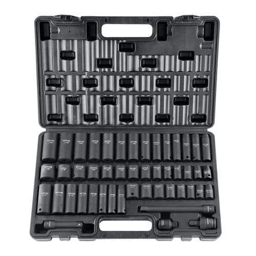 Vevor Profi Steckschlüsselsatz Cr-v-legierter Stahl 48-tlg Steckschlüssel Satz 8-22 Mm Tiefe Stecknüsse Schlagschrauber, Hrc 42-48 Steckschlüssel Inkl Werkzeugkoffer, Metrisch Schraubenausdreher