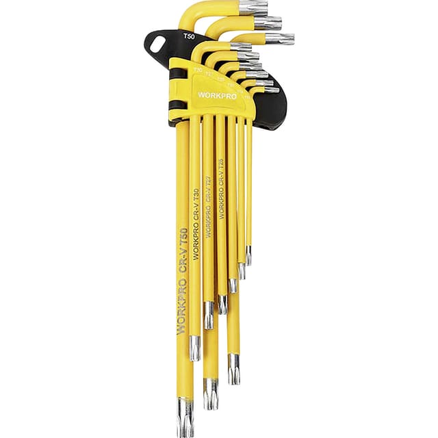 Set mit 9 Workpro Long Arm Security Torx Schlüsseln